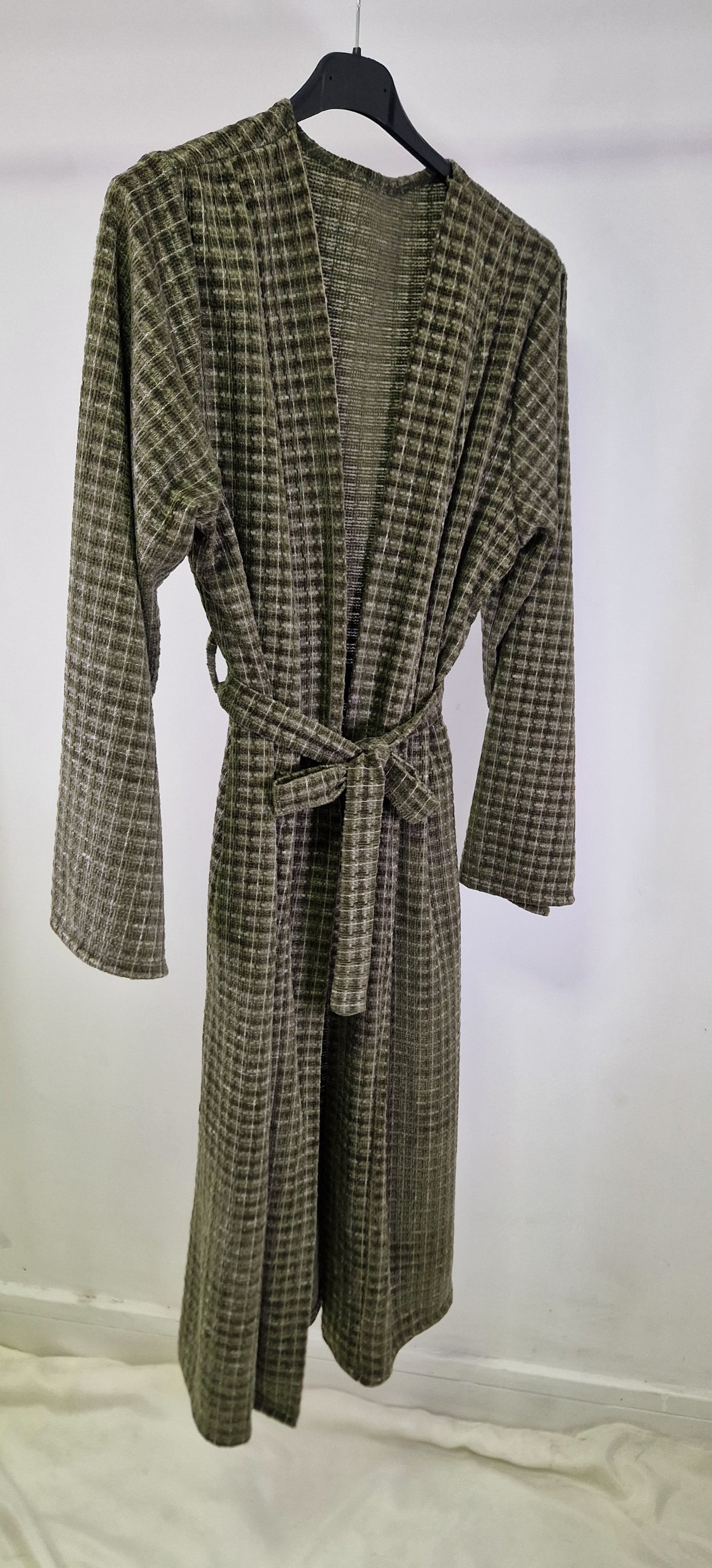 Waffel belted cardigan