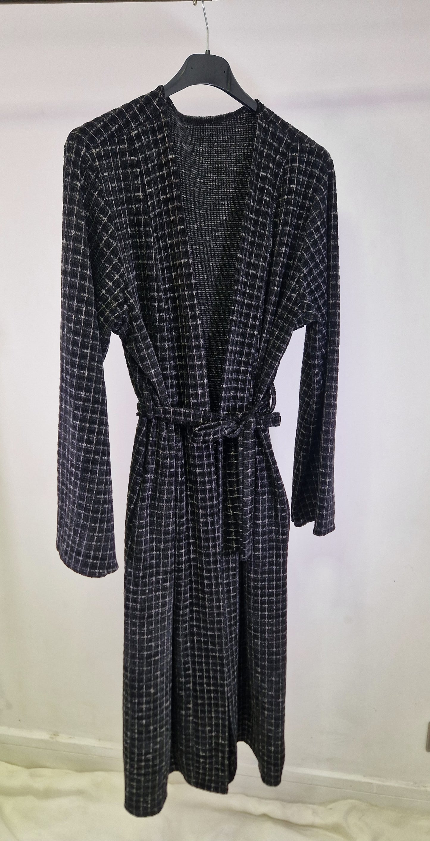 Waffel belted cardigan