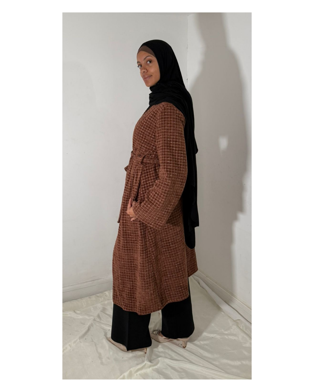 Waffel belted cardigan