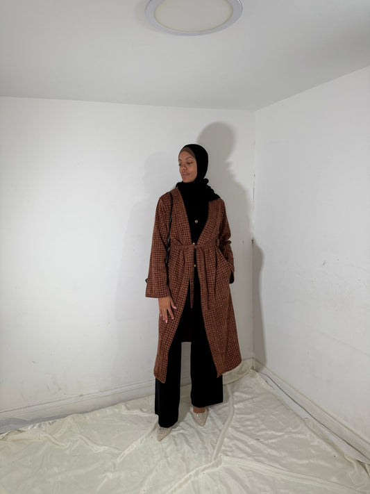 Waffel belted cardigan