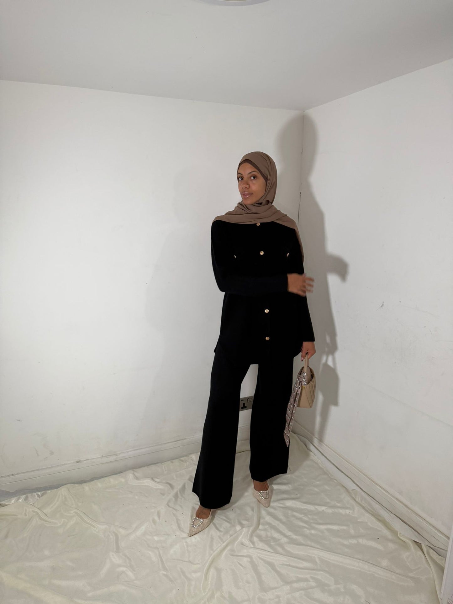 Gold button jumper co-ord