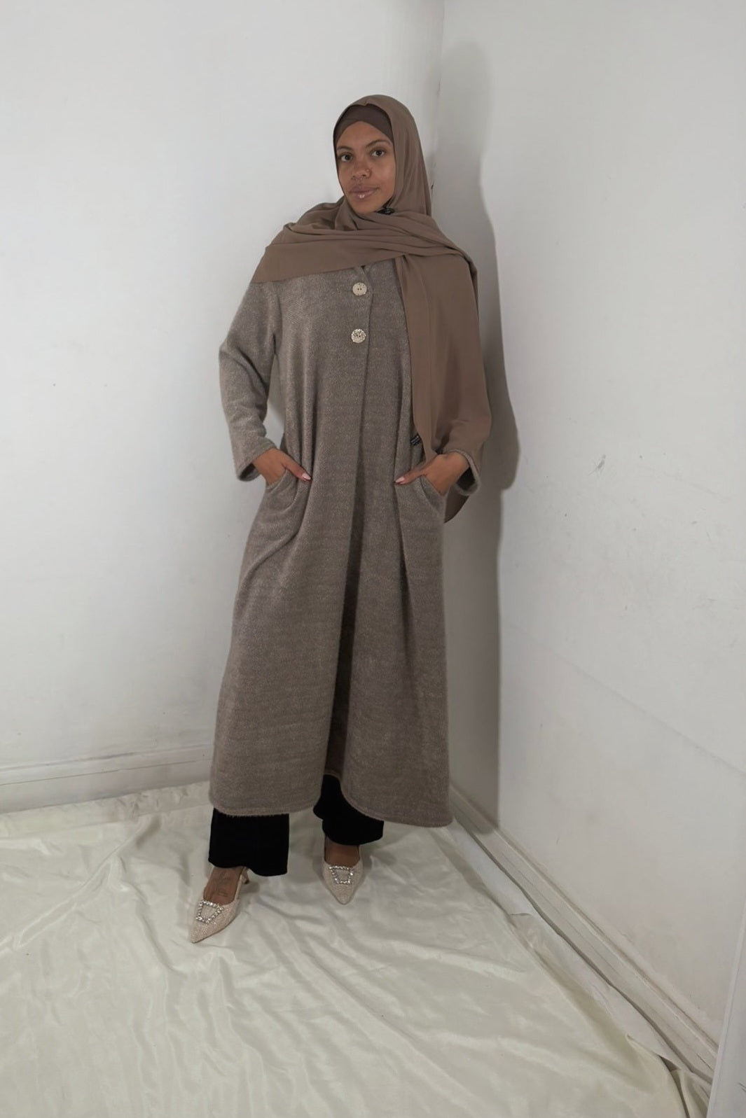 Gold button detail Jumper dress