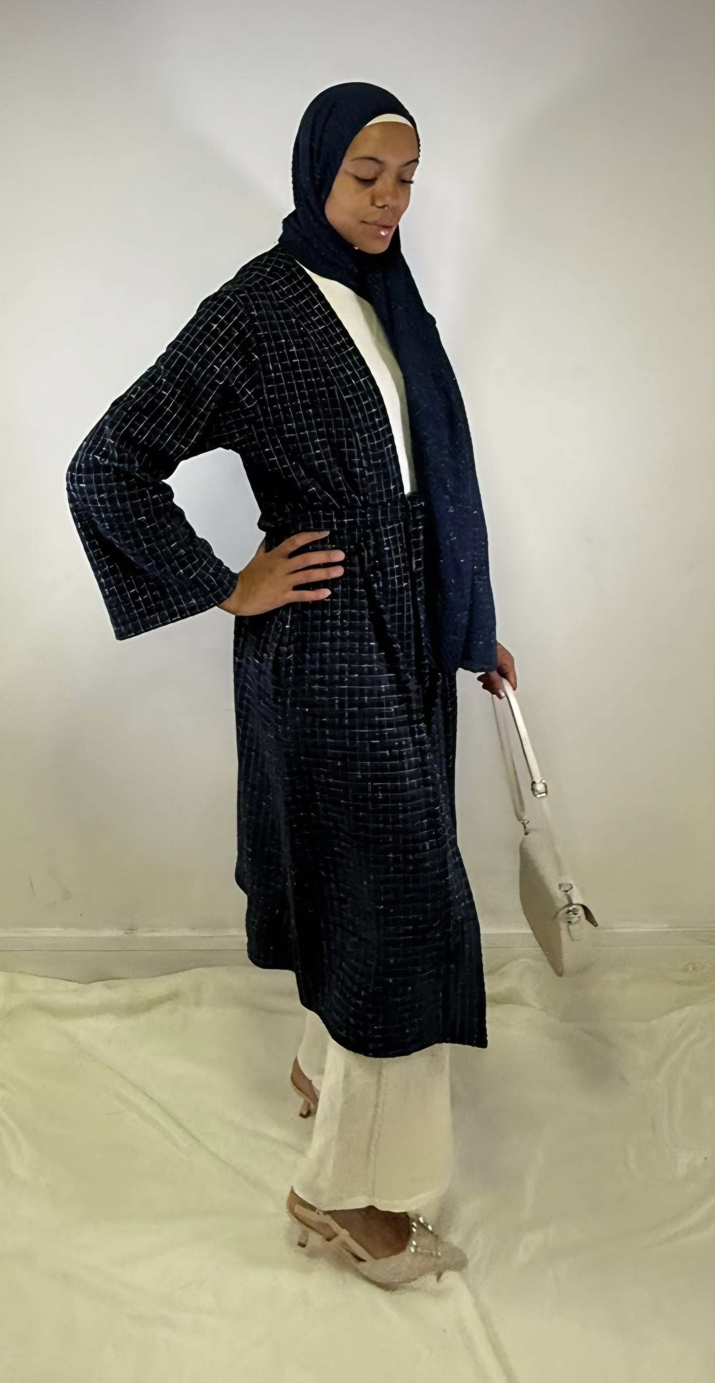 Waffel belted cardigan