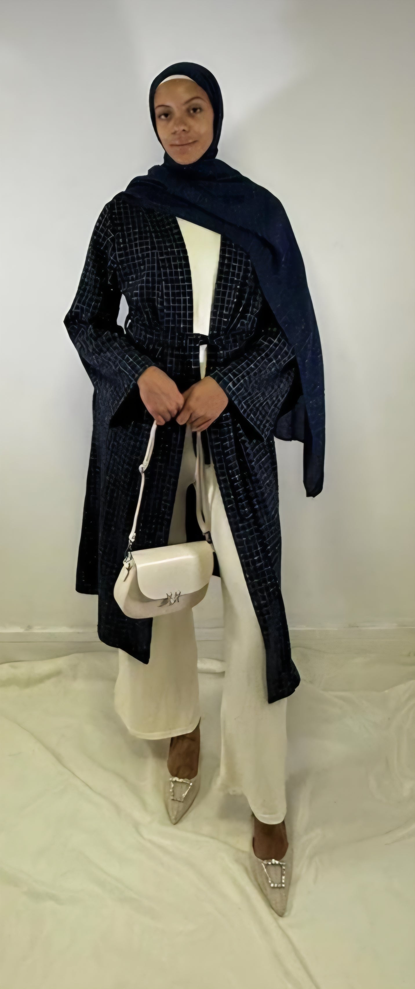 Waffel belted cardigan